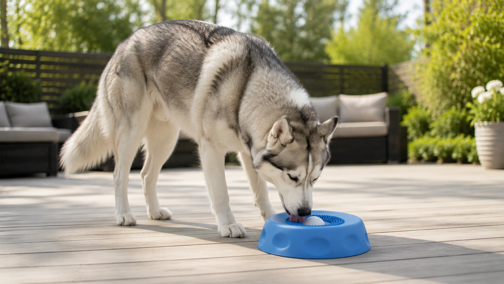 Husky enjoying the Petpacers slow feeder
